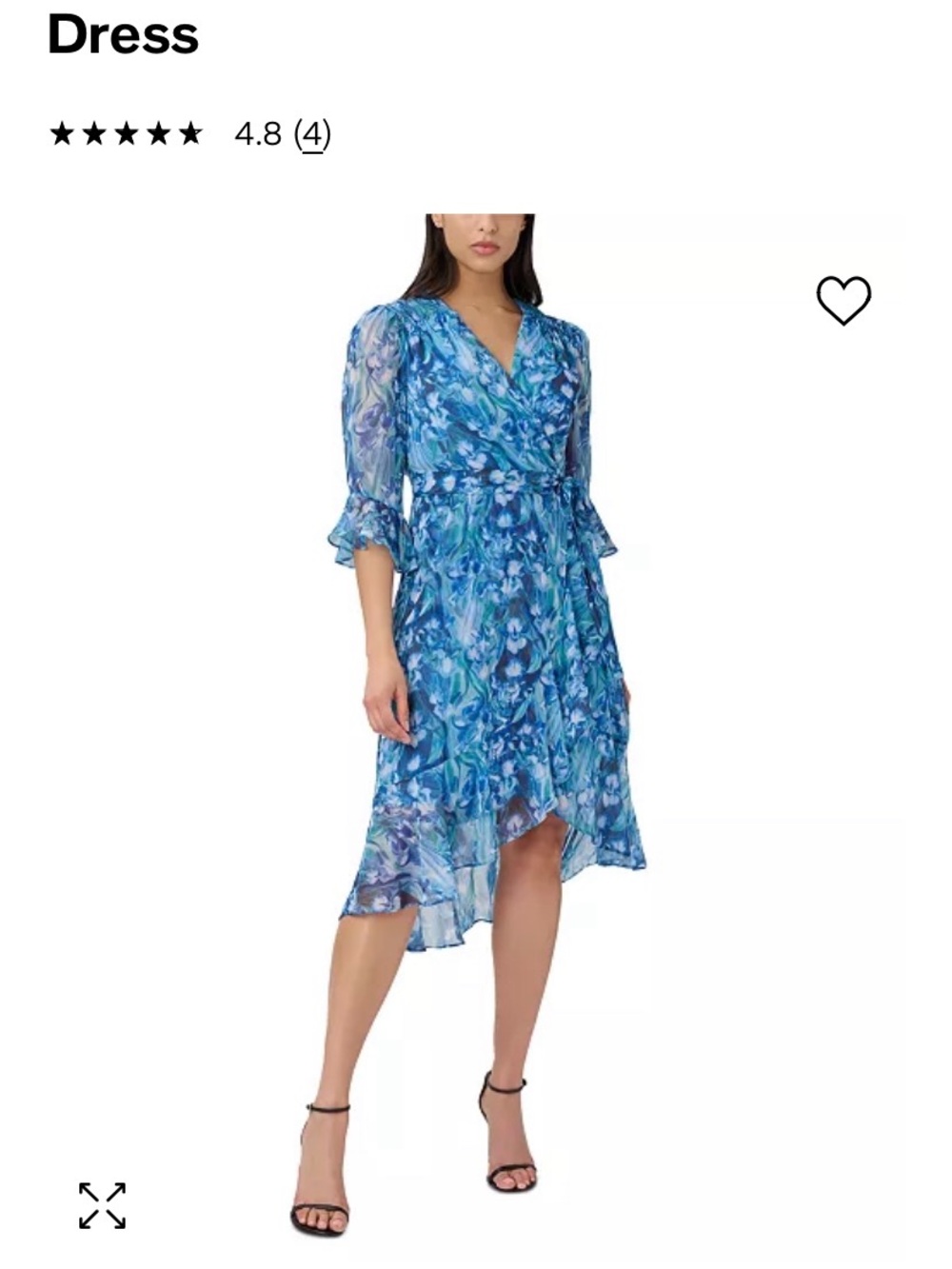Adrianna Papell Blue Floral Wrap High-Low Dress